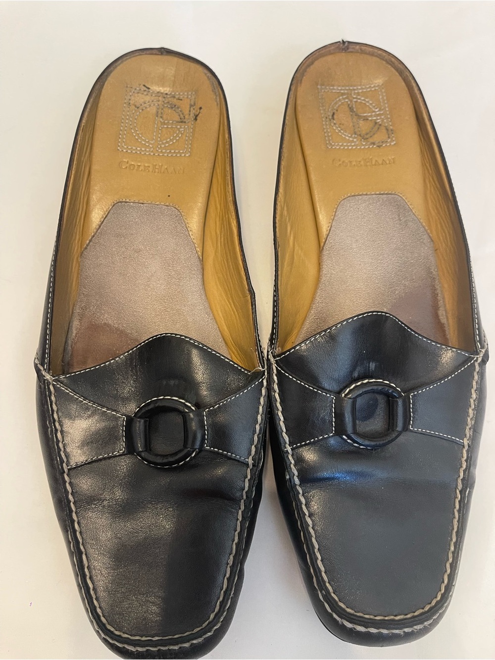 Cole Haan Nike Air Black Leather Buckle Mules Women’s Size 10B